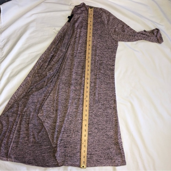 Corvia Long Line Open Cardigan Size L NWT Pink Black Marled Button Tab Sleeves - Picture 6 of 10